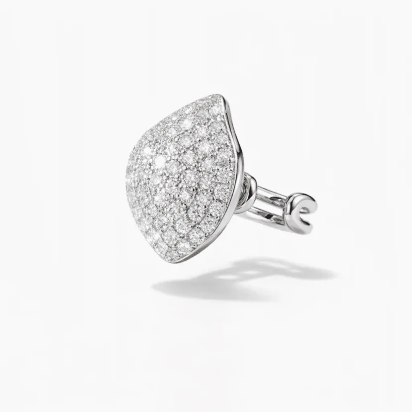 silver pavé dome ring silver modern shield-shaped dome with crystal pavé surface and polished band