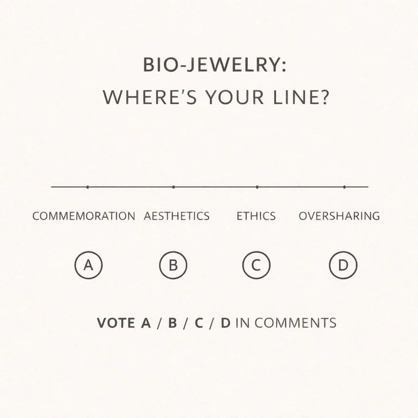 Bio-jewelry ethics scale from commemoration and aesthetics to ethics and oversharing