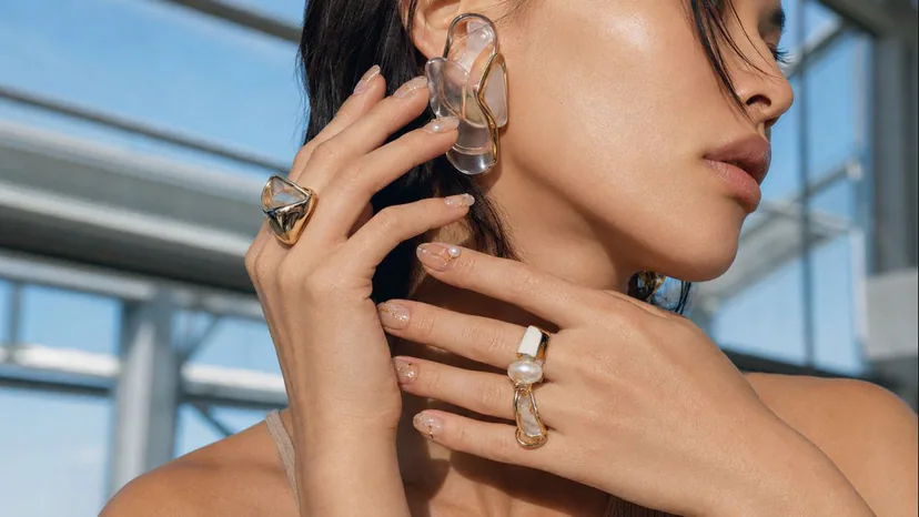 cherry blossom nails without cliché shown as five sculptural spring nail concepts