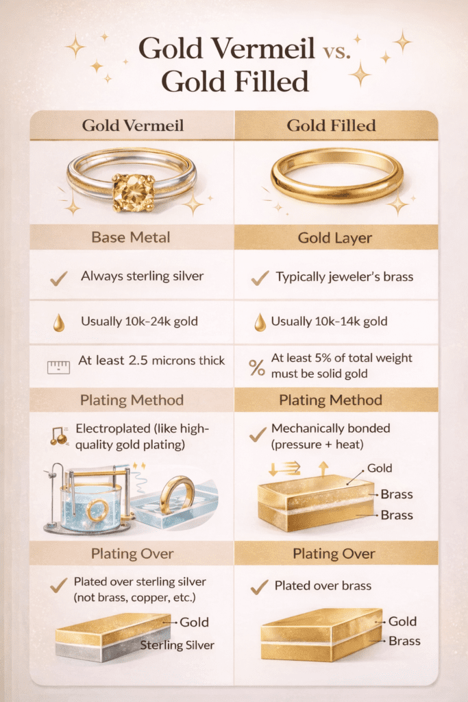 gold vermeil vs gold filled