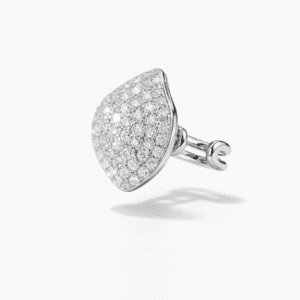 silver pavé dome ring silver modern shield-shaped dome with crystal pavé surface and polished band