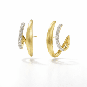 gold hoop earrings 18k gold vermeil modern sculptural hoops with satin finish and pavé crystal arc detail